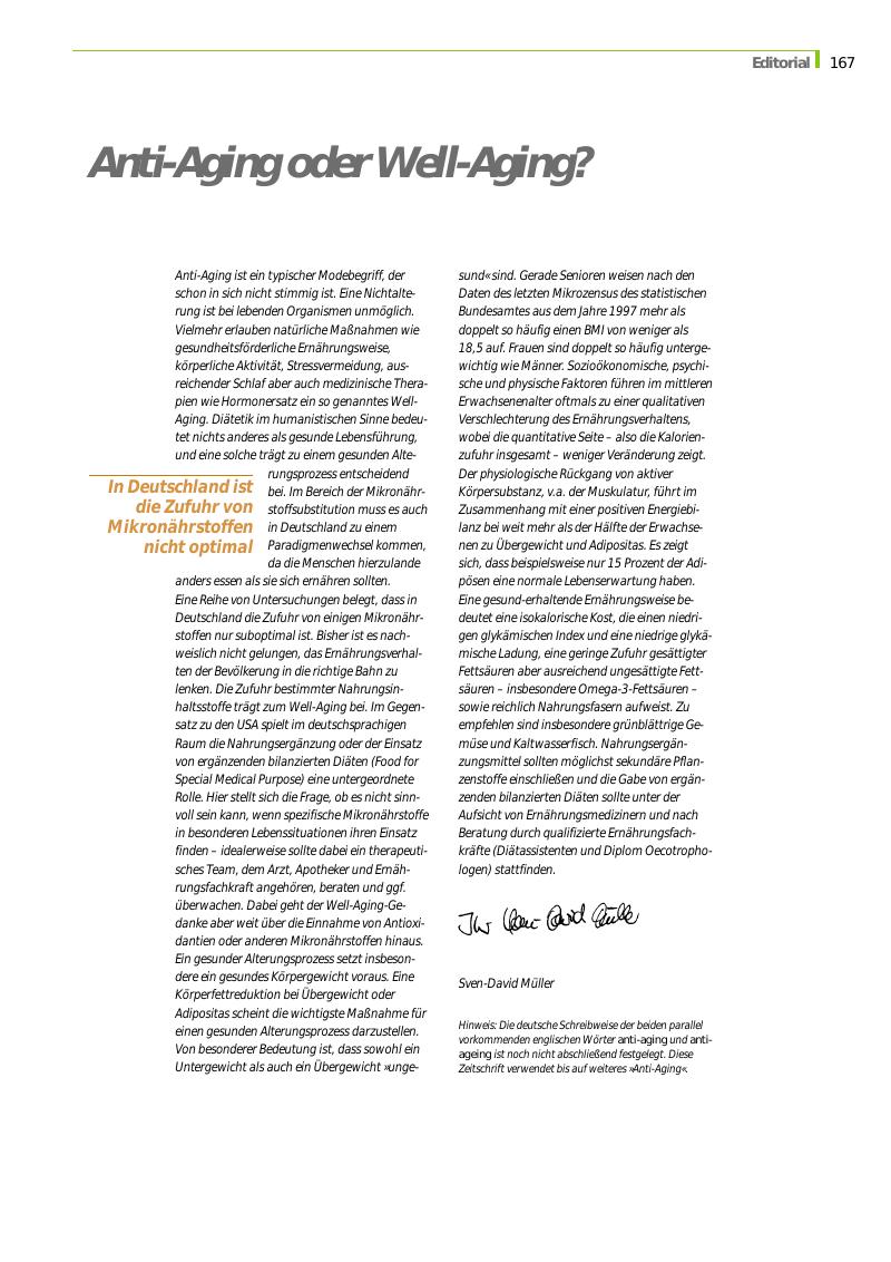 Vorschauseite 1: Anti-Aging oder Well-Aging?