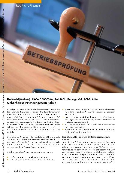 Vorschauseite 1: Betriebsprüfung: Bareinnahmen, Kassenführung und technische Sicherheitseinrichtungen im Fokus