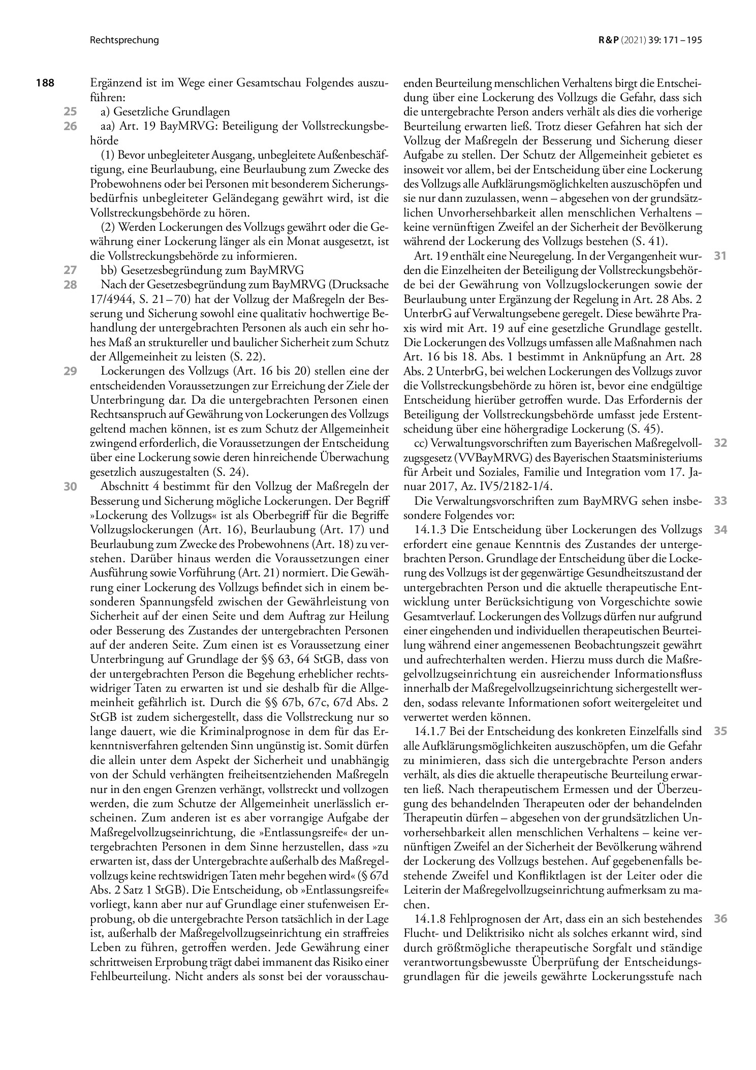 Vorschauseite 3: Maßregelvollzug; Beteiligung der Staatsanwaltschaft als Vollstreckungsbehörde bei Lockerungsentscheidungen