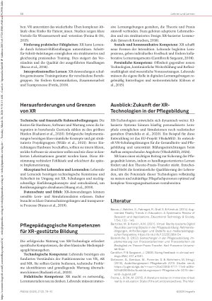 Vorschauseite 2: Lernen in digitalen Realitäten XR als Chance für die Pflegebildung
