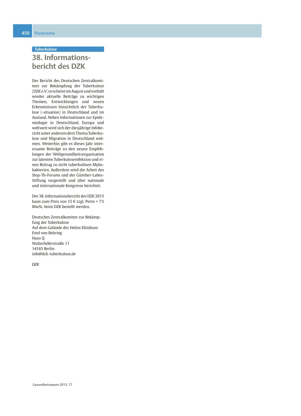 Vorschauseite 1: 38. Informationsbericht des DZK