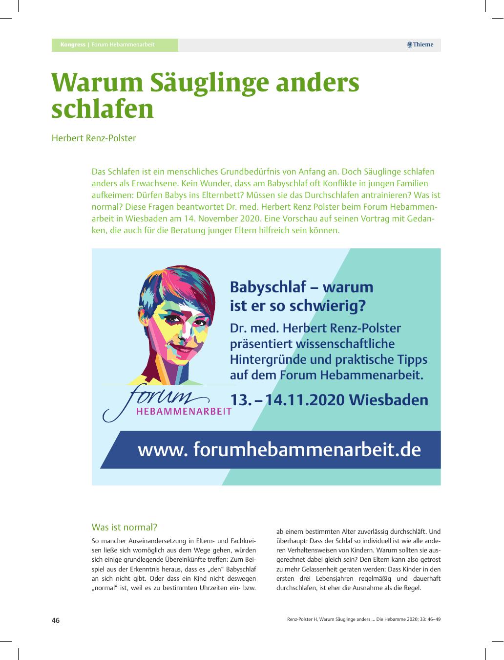 Vorschauseite 1: Warum Säuglinge anders schlafen