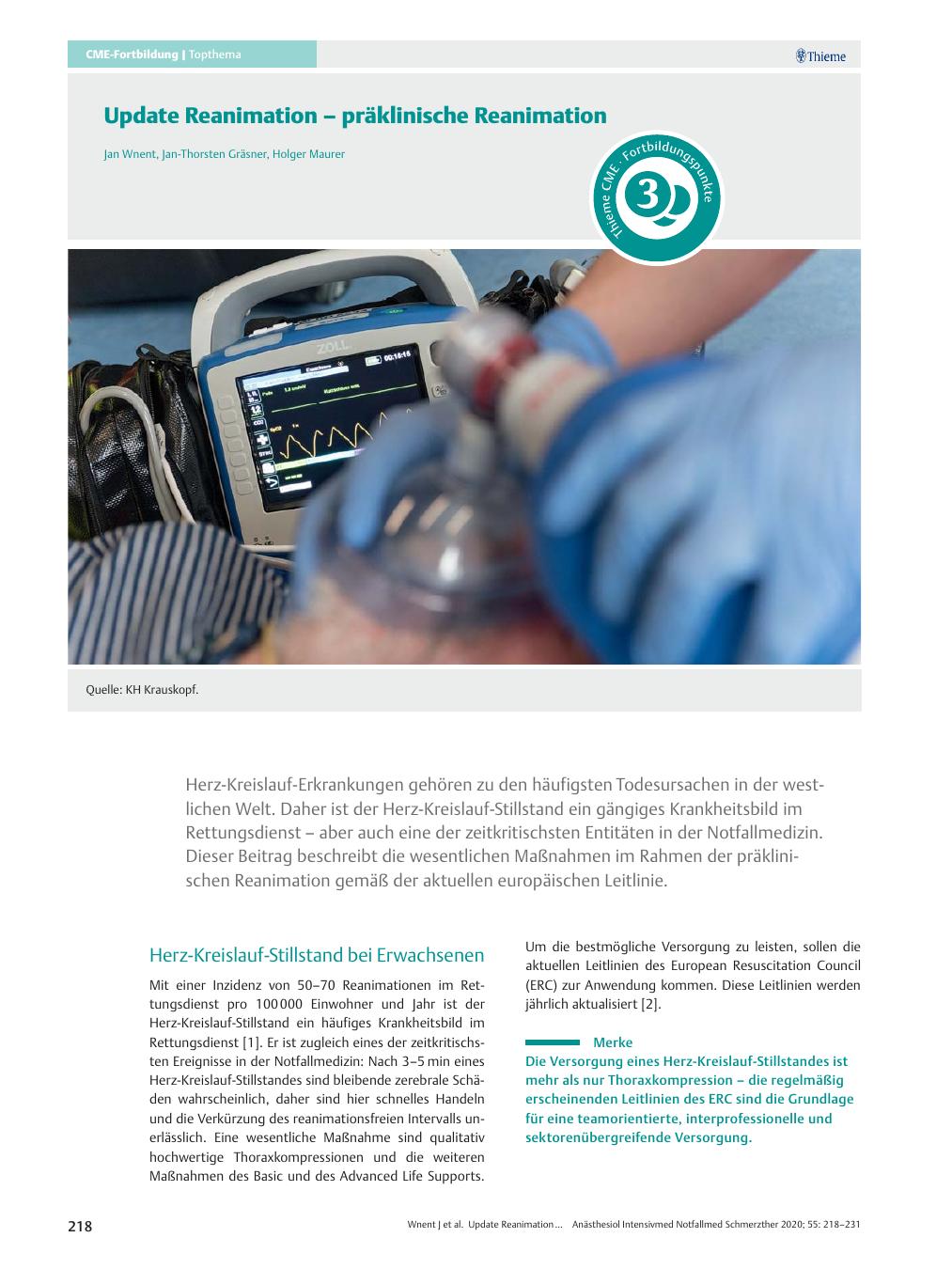 Vorschauseite 1: Update Reanimation – präklinische Reanimation