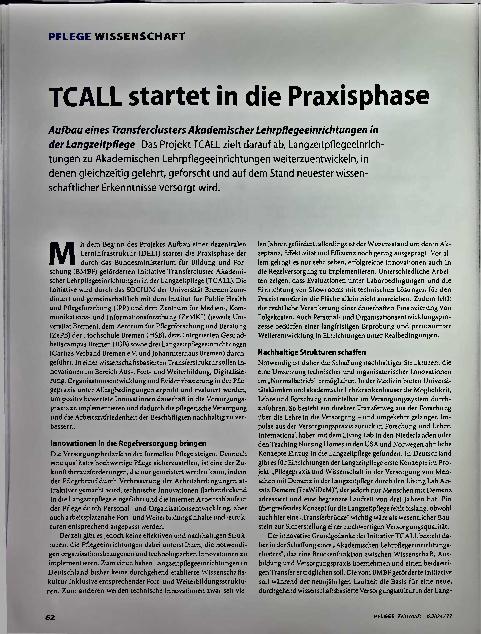 Vorschauseite 1: TCALL startet in die Praxisphase.