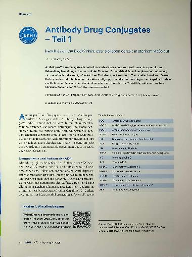 Vorschauseite 1: Antibody Drug Conjugates - Teil 1 New Kids on the Block? Nein, aber sie leben derzeit in starkem Maße auf