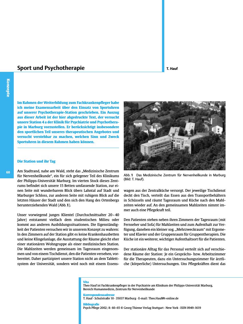 Vorschauseite 1: Sport und Psychotherapie