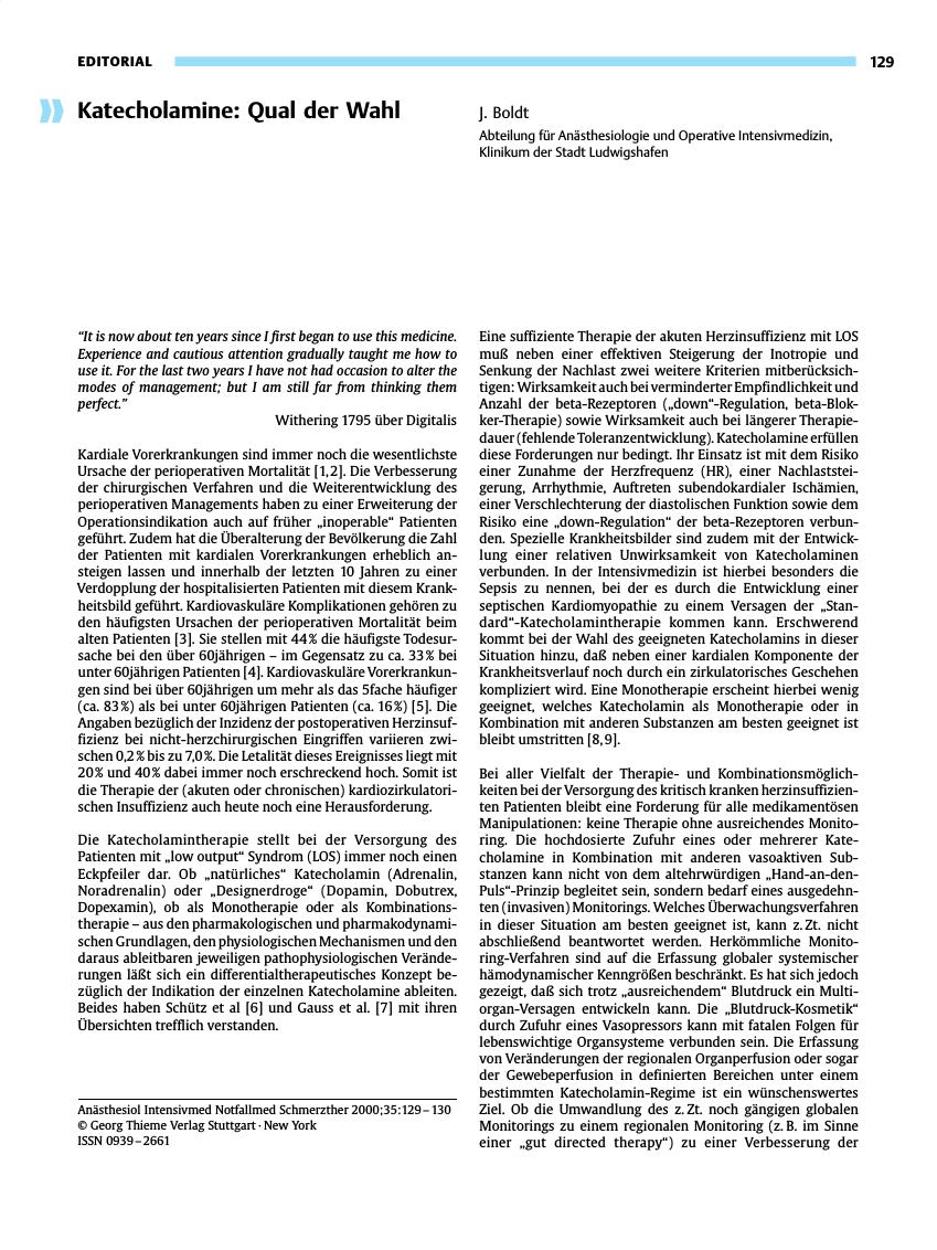 Vorschauseite 1: Katecholamine: Qual der Wahl