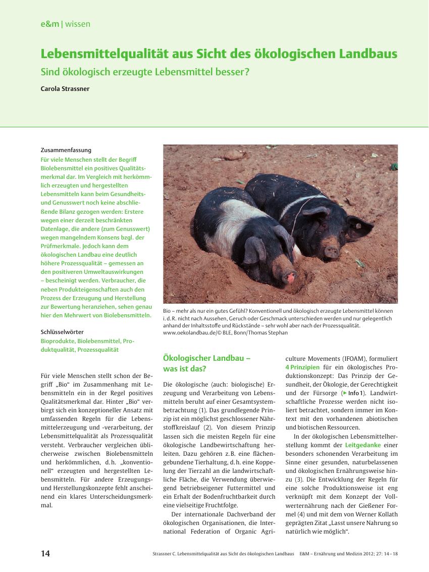 Vorschauseite 1: Lebensmittelqualität aus Sicht des ökologischen Landbaus