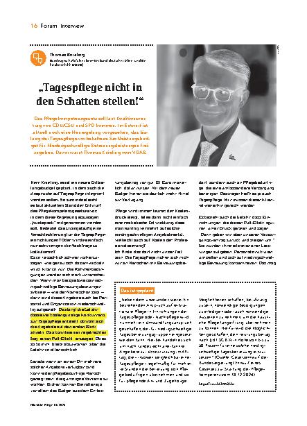 Vorschauseite 1: „Tagespflege nicht in den Schatten stellen!“