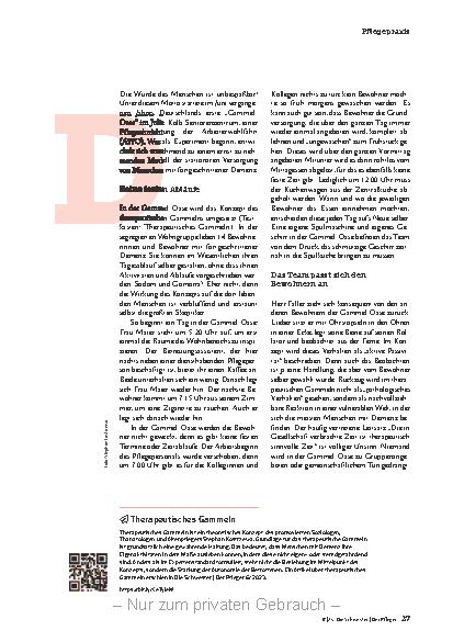 Vorschauseite 2: Pflege im Hier und Jetzt