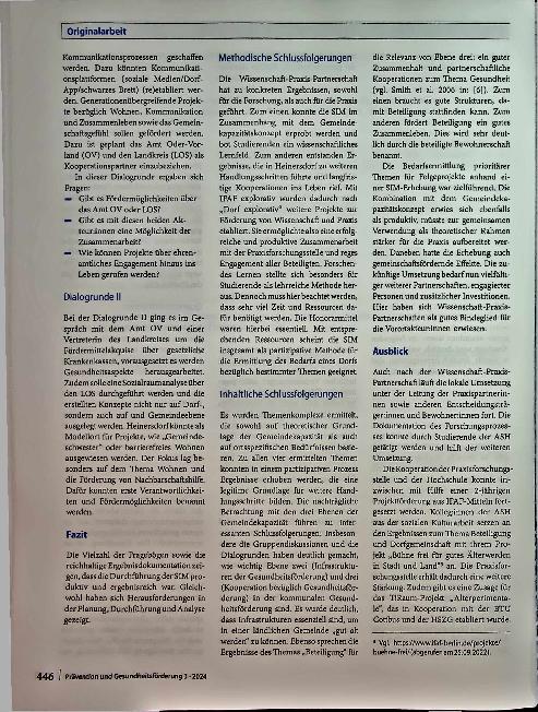 Vorschauseite 5: Gutes Altern auf dem Land: Forschungsprozess und Ergebnisse der partizipativen Bedarfsermittlung mittels strukturierter Interviewmatrix im Projekt „Dorf explorativ“