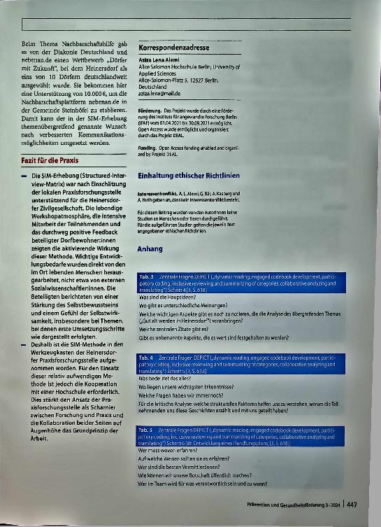 Vorschauseite 6: Gutes Altern auf dem Land: Forschungsprozess und Ergebnisse der partizipativen Bedarfsermittlung mittels strukturierter Interviewmatrix im Projekt „Dorf explorativ“