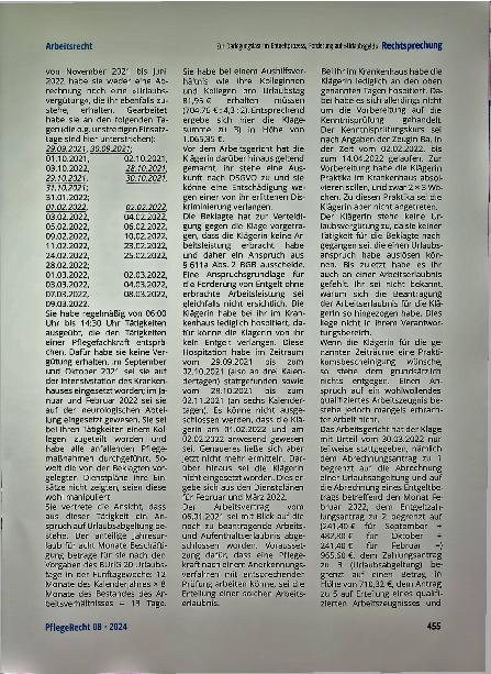 Vorschauseite 4: Zur Darlegungslast im Entgeltprozess, Forderung auf "Urlaubsgeld" und dem Wunsch, eine Praktikumsbescheinigung zu erhalten.