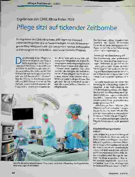Vorschauseite 1: Ergebnisse des CARE Klima-Index 2019: Pflege sitzt auf tickender Zeitbombe.