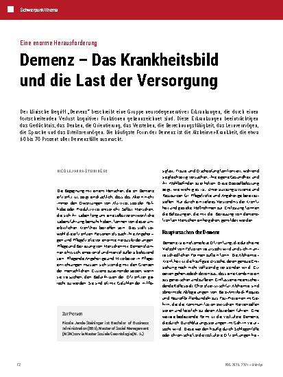 Vorschauseite 1: Demenz – Das Krankheitsbild und die Last der Versorgung