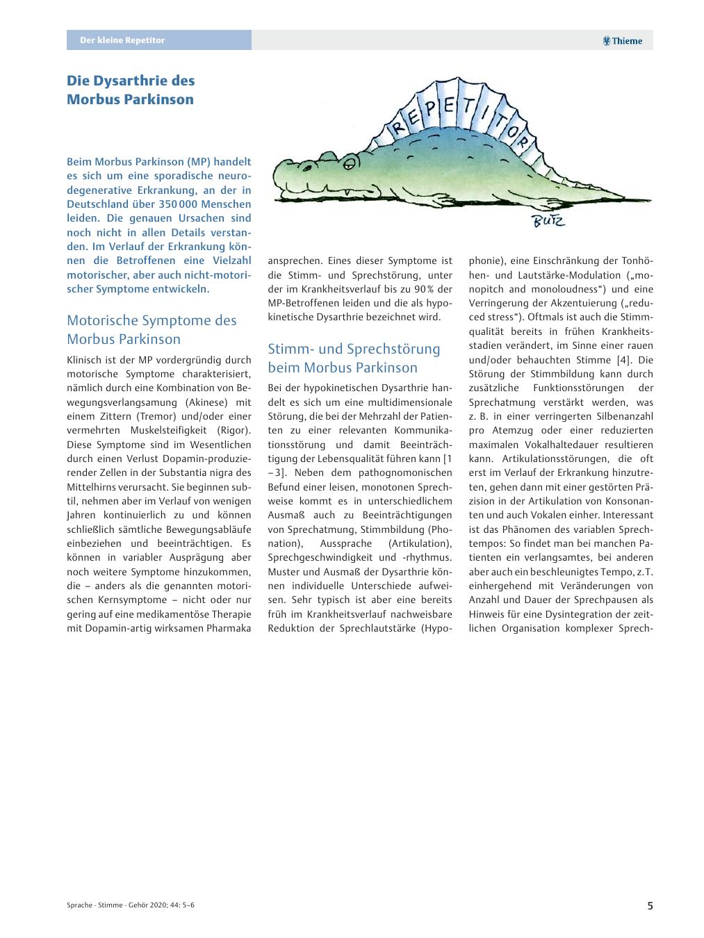 Vorschauseite 1: Die Dysarthrie des Morbus Parkinson
