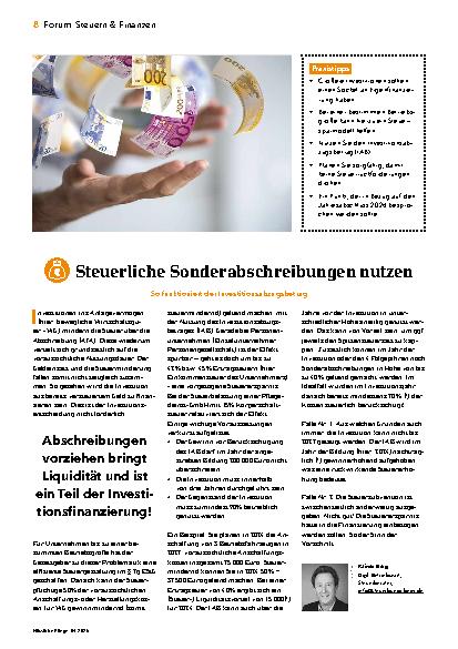 Vorschauseite 1: Steuerliche Sonderabschreibungen nutzen So funktioniert der Investitionsabzugsbetrag