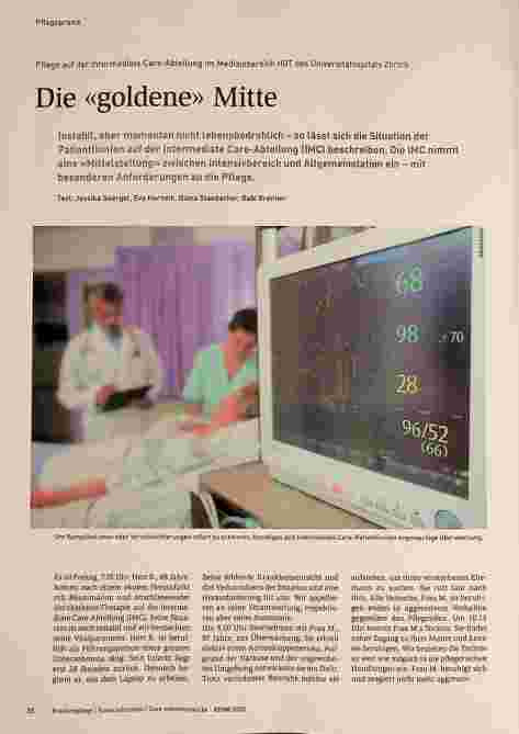 Vorschauseite 1: Pflege auf der Intermediate Care-Abteilung im Medizinbereich HGT des Universitätsspitals Zürich: Die „goldene“ Mitte