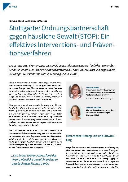 Vorschauseite 1: Stuttgarter Ordnungspartnerschaft gegen häusliche Gewalt (STOP): Ein effektives Interventionsund Präventionsverfahren