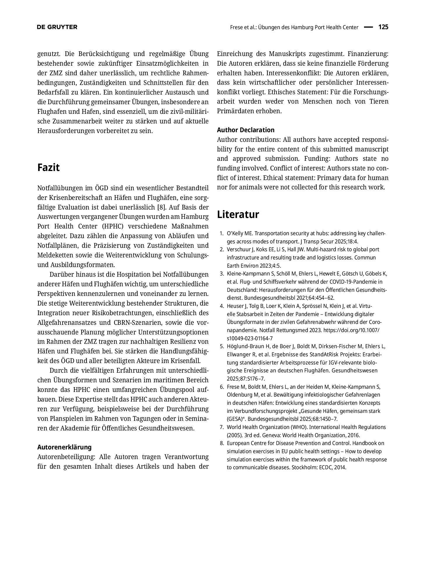 Vorschauseite 4: Übungen des Hamburg Port Health Center – ein Beispiel gelebter Praxis