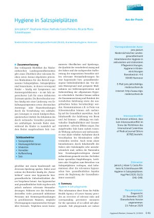 Vorschauseite 1: Hygiene in Salzspielplätzen