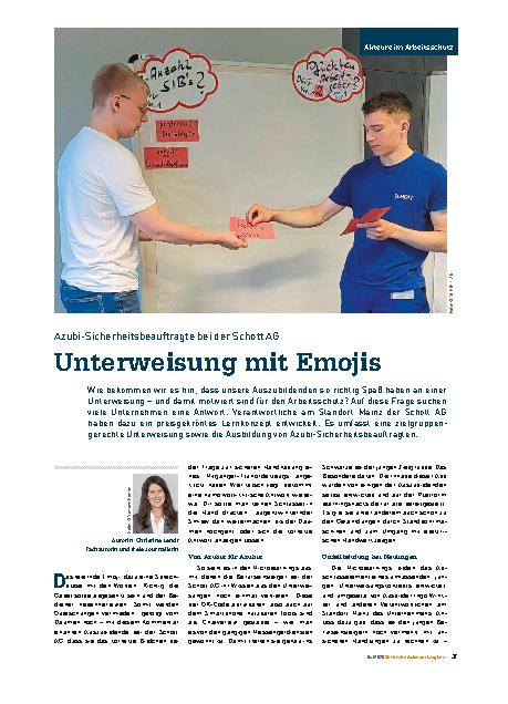 Vorschauseite 1: Azubi-Sicherheitsbeauftragte bei der Schott AG Unterweisung mit Emojis