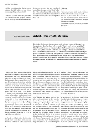 Vorschauseite 1: Arbeit, Herrschaft, Medizin