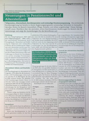 Vorschauseite 2: Neuerungen in Pensionsrecht und Altersteilzeit