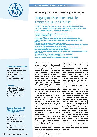 Vorschauseite 1: Umgang mit Schimmelbefall in Krankenhäusern und Praxen