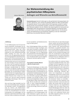Vorschauseite 1: Zur Weiterentwicklung des psychiatrischen Hilfesystems. Anfragen und Wünsche aus Betroffenensicht