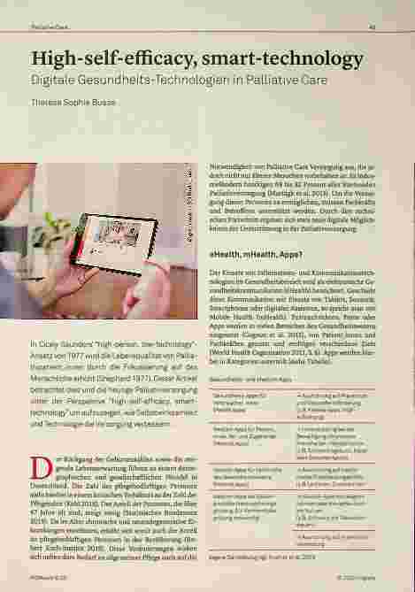 Vorschauseite 1: High-self-efficacy, smart-technology Digitale Gesundheits-Technologien in Palliative Care