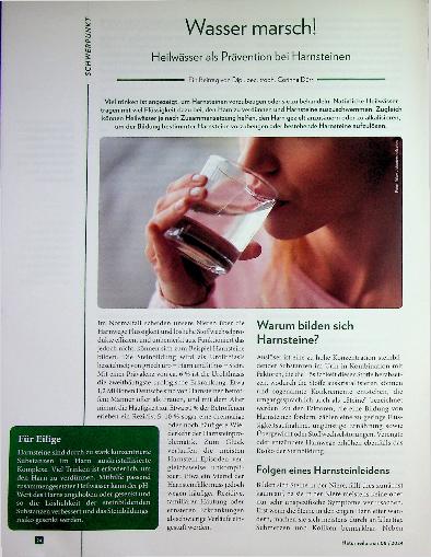Vorschauseite 1: Wasser marsch! Heilwasser als Prävention bei Harnsteinen
