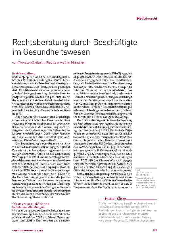 Vorschauseite 1: Rechtsberatung durch Beschäftigte im Gesundheitswesen