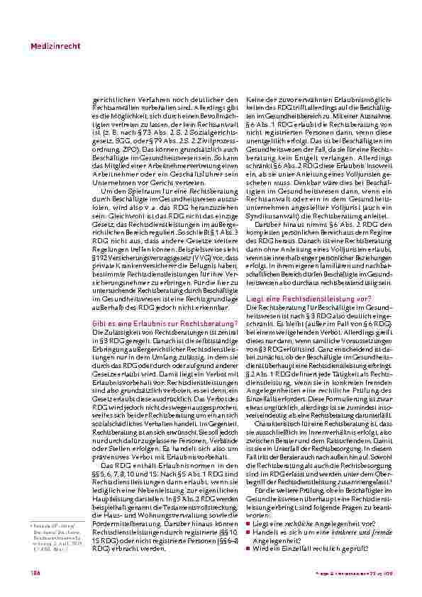 Vorschauseite 2: Rechtsberatung durch Beschäftigte im Gesundheitswesen