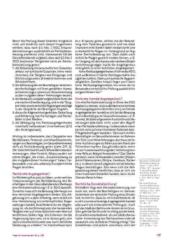 Vorschauseite 3: Rechtsberatung durch Beschäftigte im Gesundheitswesen