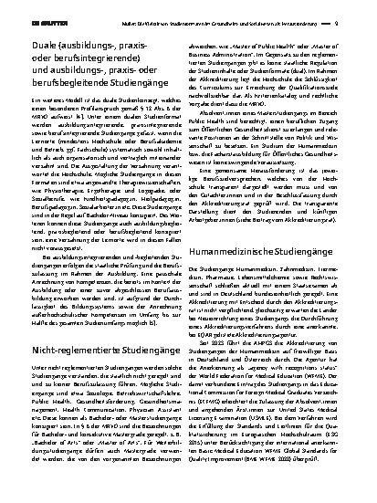 Vorschauseite 2: Die Vielfalt von Studienformaten im Gesundheitsund Sozialwesen als Herausforderung