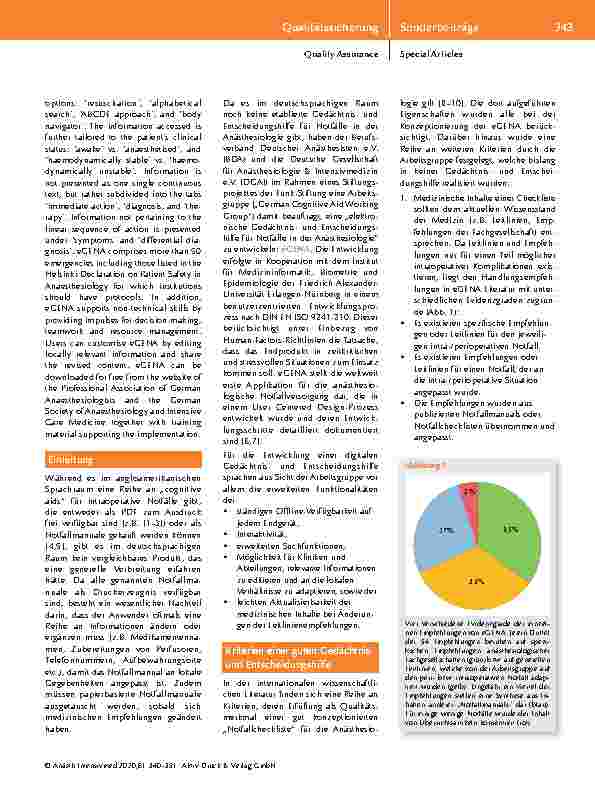 Vorschauseite 4: Zur Einführung von eGena, der elektronischen Gedächtnisund Entscheidungshilfe für Notfälle in der Anästhesiologie.