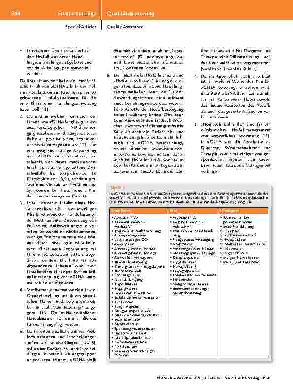 Vorschauseite 5: Zur Einführung von eGena, der elektronischen Gedächtnisund Entscheidungshilfe für Notfälle in der Anästhesiologie.