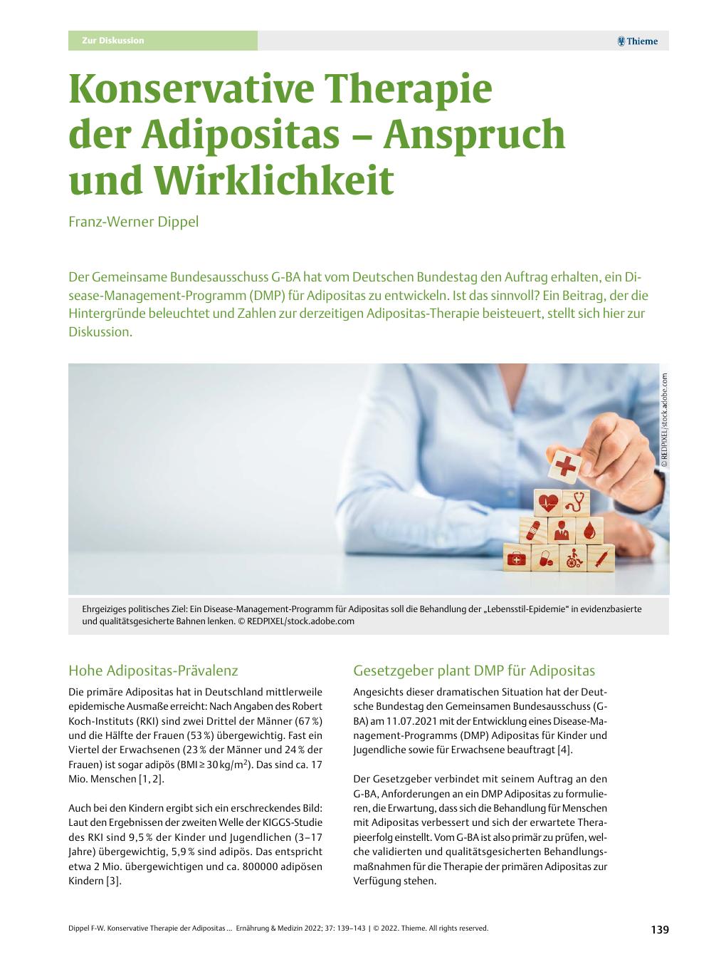 Vorschauseite 1: Konservative Therapie der Adipositas – Anspruch und Wirklichkeit