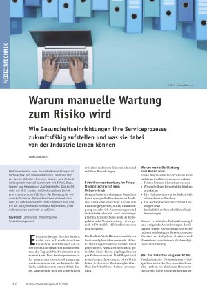 Vorschauseite 1: Warum manuelle Wartung zum Risiko wird. Wie Gesundheitseinrichtungen ihre Serviceprozesse zukunftsfähig aufstellen und was sie dabei von der Industrie lernen können