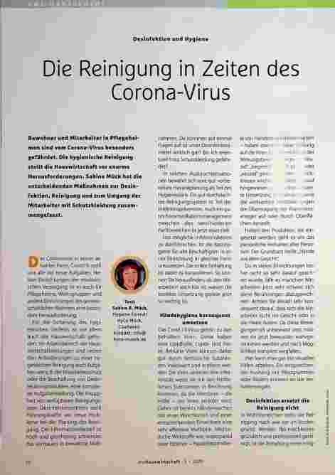 Vorschauseite 1: Die Reinigung in Zeiten des Coronavirus