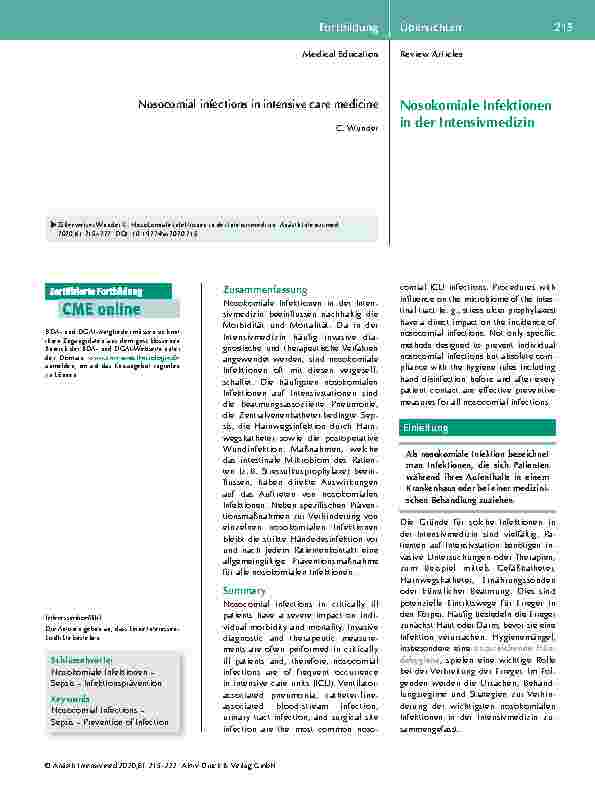 Vorschauseite 1: Nosokomiale Infektionen in der Intensivmedizin