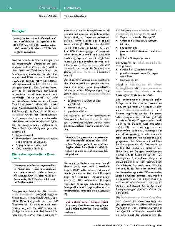 Vorschauseite 2: Nosokomiale Infektionen in der Intensivmedizin