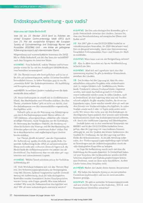 Vorschauseite 1: Endoskopaufbereitung - quo vadis?