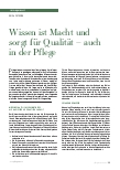 Vorschauseite 1: Wissen ist Macht und sorgt für Qualität – auch in der Pflege.