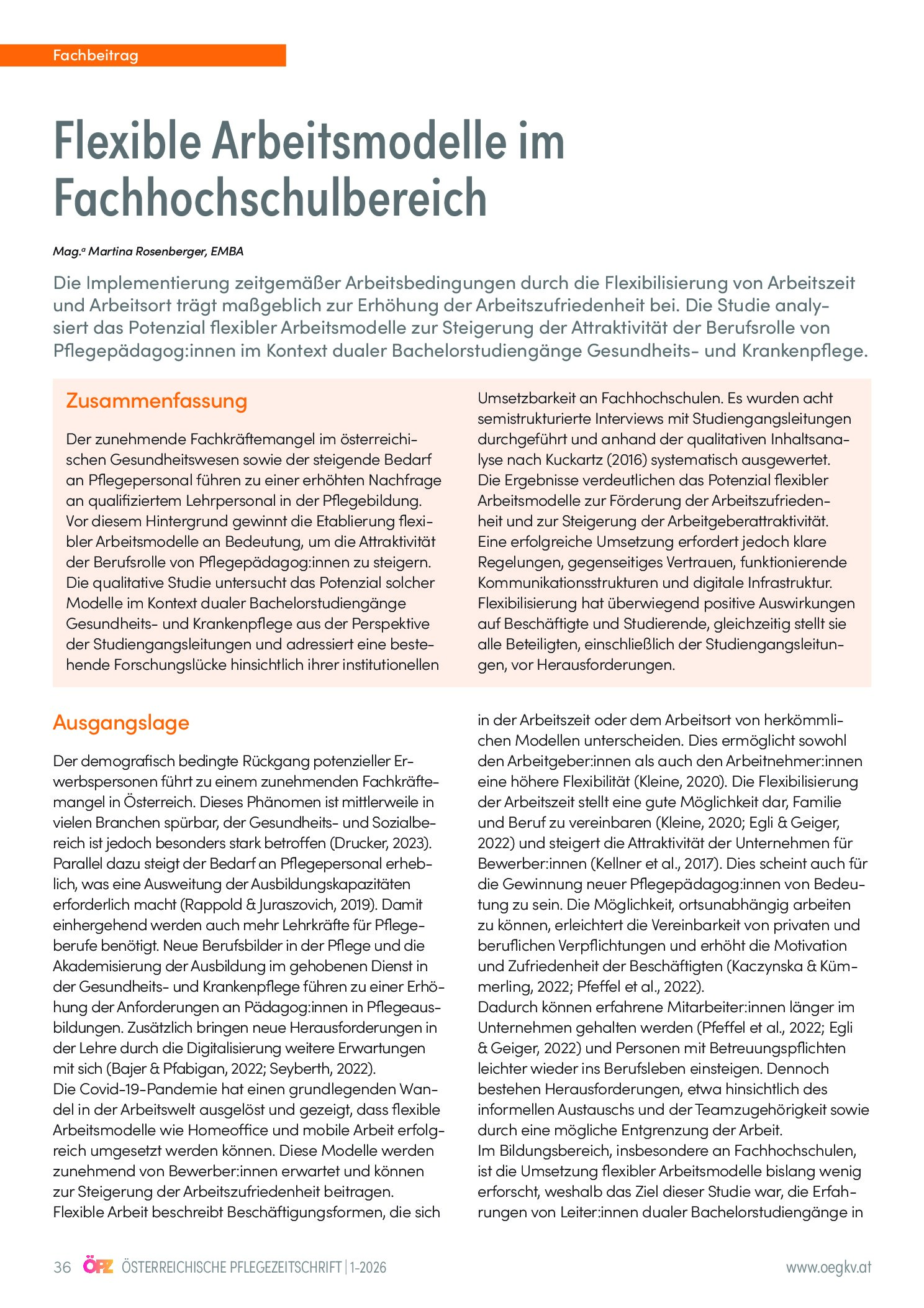 Vorschauseite 1: Flexible Arbeitsmodelle im Fachhochschulbereich