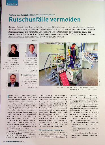 Vorschauseite 1: Prüfung der Rutschhemmung von Bodenbelägen Rutschunfälle vermeiden