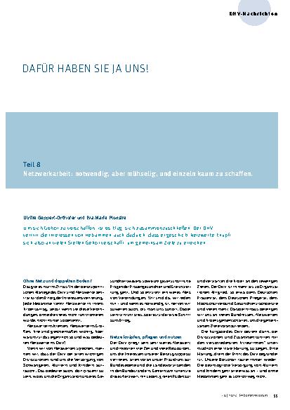 Vorschauseite 1: Dafür haben Sie ja uns Teil 8 Netzwerkarbeit: notwendig, aber mühselig, und einzeln kaum zu schaffen.