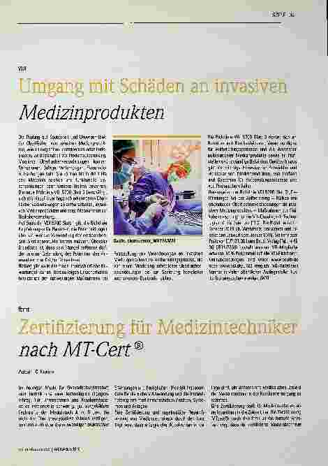 Vorschauseite 1: Umgang mit Schäden an invasiven Medizinprodukten