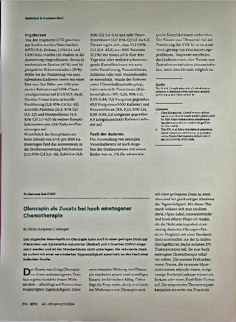 Vorschauseite 1: Olanzapin als Zusatz bei hoch emetogener Chemotherapie